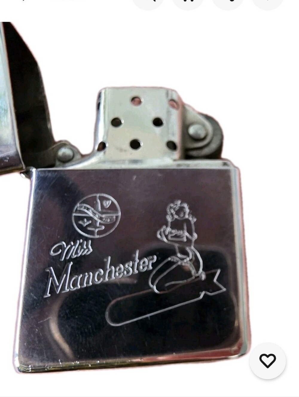Silver Engraved Metal Lighter - Miss Manchester Design
